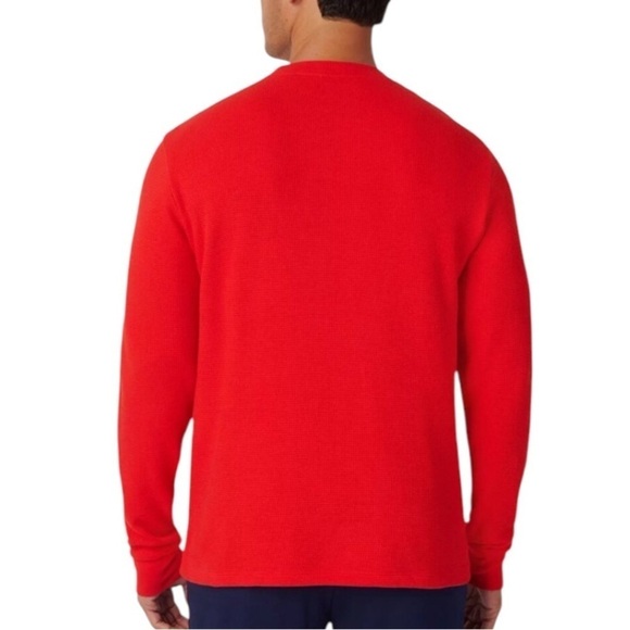 Lacoste Mens Waffle Knit Thermal Sleep Shirt Red Size XS - Picture 11 of 11